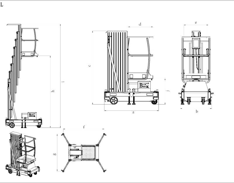 L single mast aluminum alloy lift
