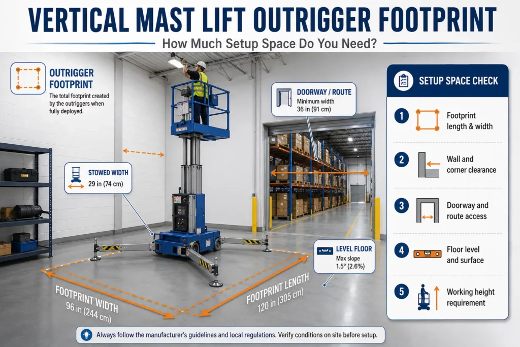 How Much Outrigger Footprint Does a Vertical Mast Lift Need