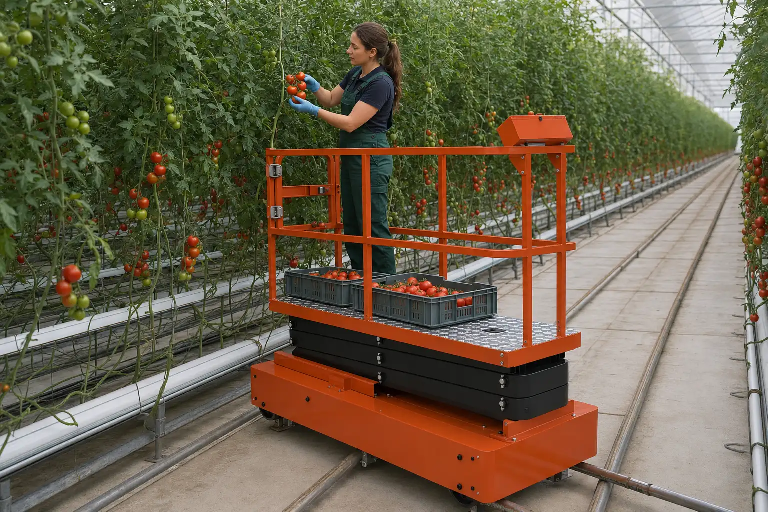 WSH-GL greenhouse picking car harvesting tomatoes on pipe rails